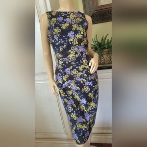 ERDEM BLUE DAHLIA MILLIE MIDI PENCIL DRESS US6 NWOT